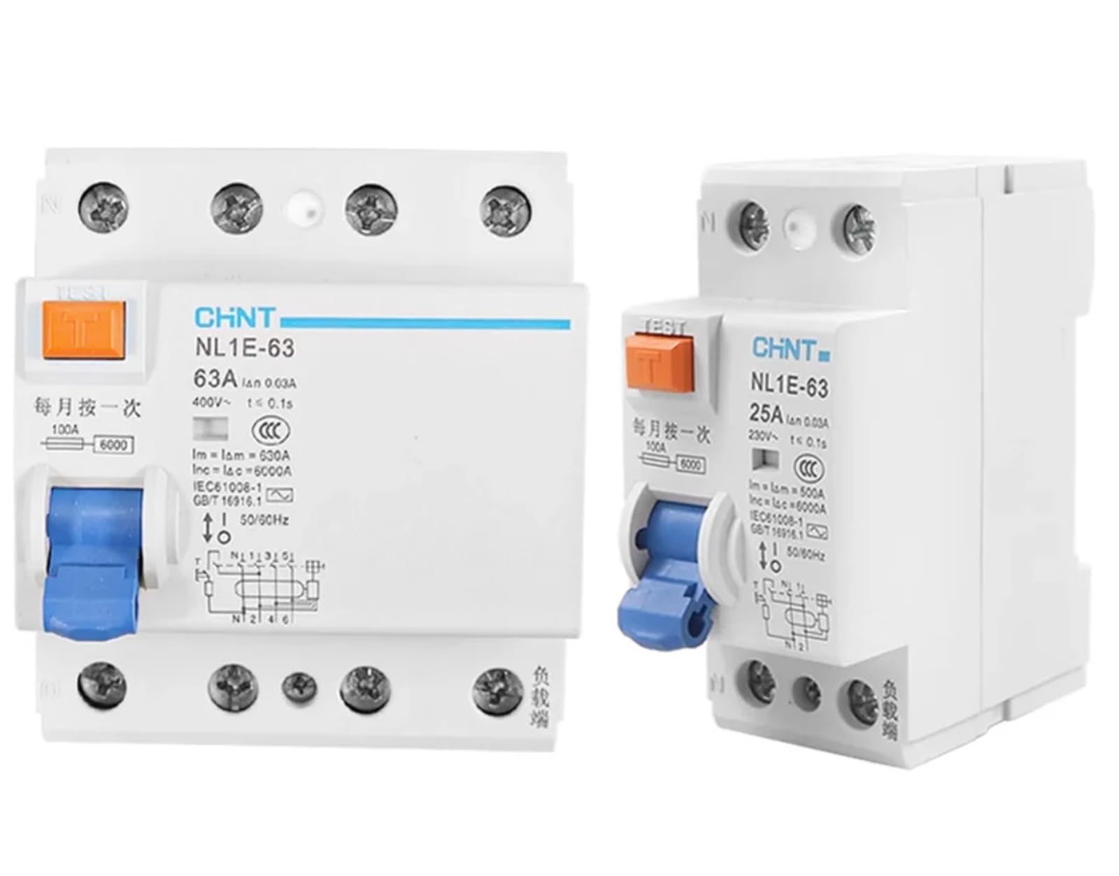 GVBAEPIEO 1pcs Leakage Protection Circuit Breaker NL1E-63 1P+N 3P+ 25A 40A 63A(Nl1e-63 1pn 25a)