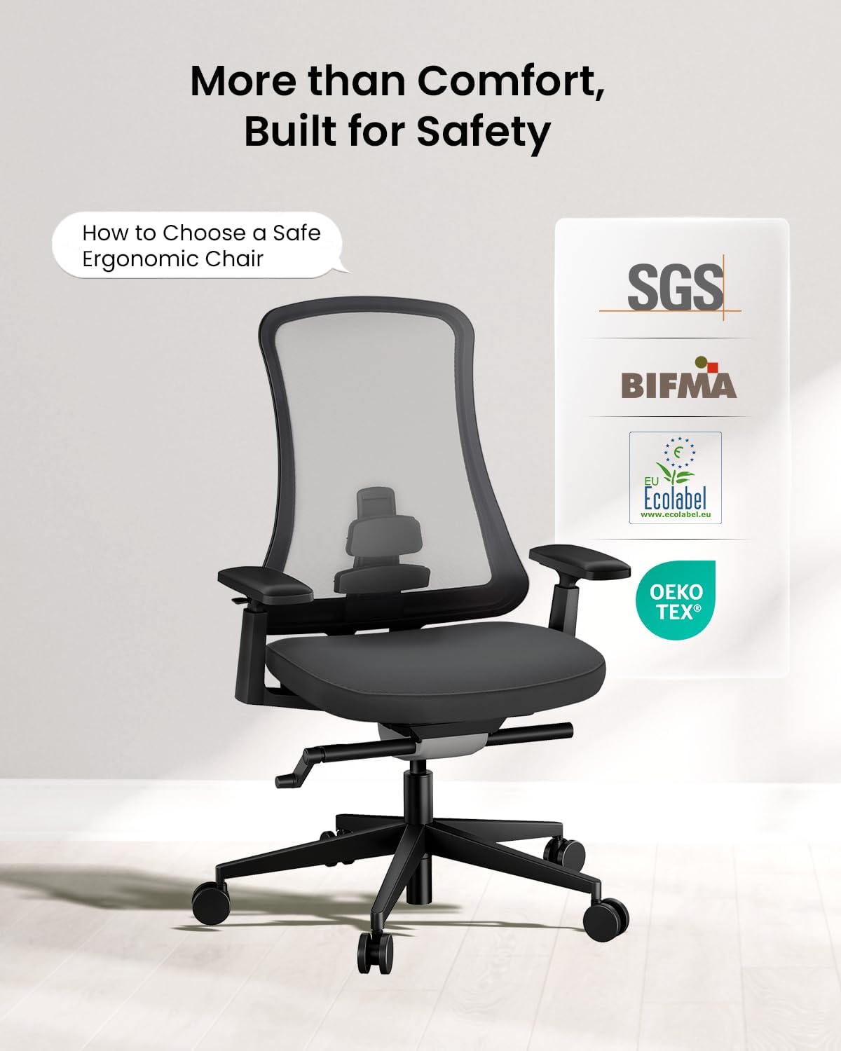 ProtoArc Ergonomiczne krzesło biurowe – Flexer Pro nylonowe oddychające krzesło siatkowe, dwuczęściowe regulowane podparcie lędźwiowe, regulowane podłokietniki 4D, krzesło komputerowe do domu / biura