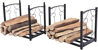 PHI VILLA 2 PCS Firewood Rack Outdoor/Indoor, Wood Holder
