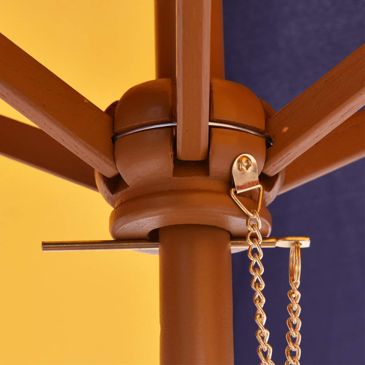 COSTWAY Set con Tavolo Picnic di Legno e Ombrellone per Bambini, Tavolo e Panchina con 4 Posti e Ombrellone Pieghevoli, Tavolino e Sedie Multiuso per Esterno Giardino Cortile