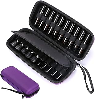 Hipiwe EVA Essential Oils Carrying Case Organizer for 20 Bottles 5ml 10ml Standard and Rollers Bottles Portable Hard Shell Essential Oils Travel Bag Holder for Young Living, doTERRA Storage (Purple)