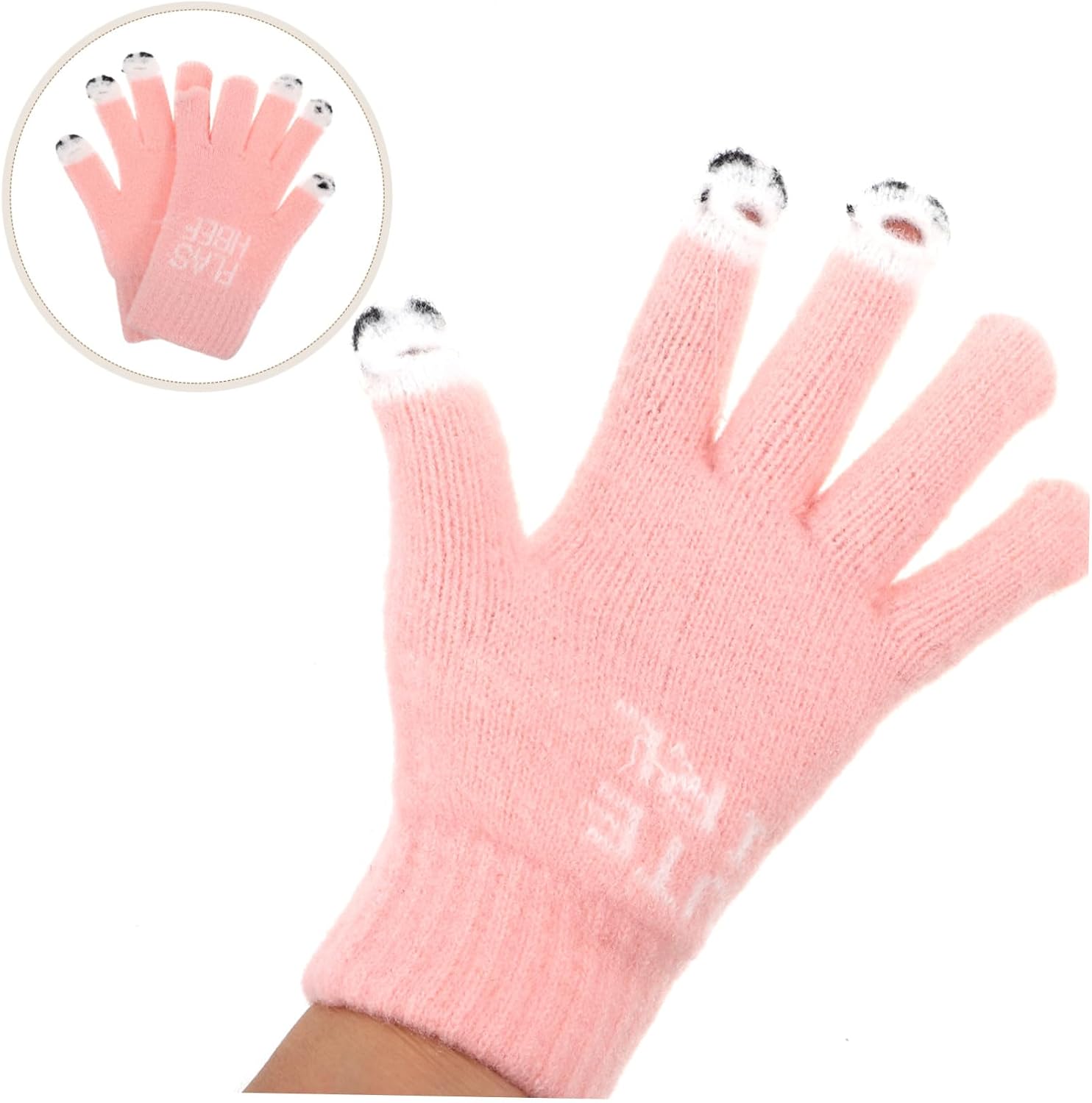 BESPORTBLE Fingerless Winter Touchscreen Gloves for Women Thick Knit Outdoor Warm Gloves with Elastic Cuff for Hiking Driving Walking Pink