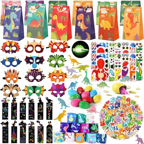CIRDOTSH Dinosaur Party Bag Fillers - Dino Party Favours 12 set Dinosaur Gifts Bags Fillers  Game Prizes Birthday Party Supplies Goodie Bags