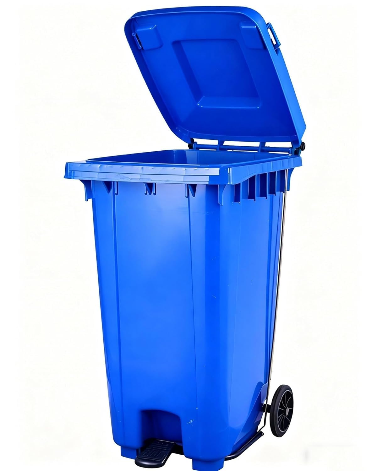 Outdoor 28 32 65 Gallon Outdoor Trash Can Hands Free Disposal with Lid and Wheels Step On Container Wastebasket for Office Backyard Garage Deck Recycling Trash can(Red,28 Gallon)