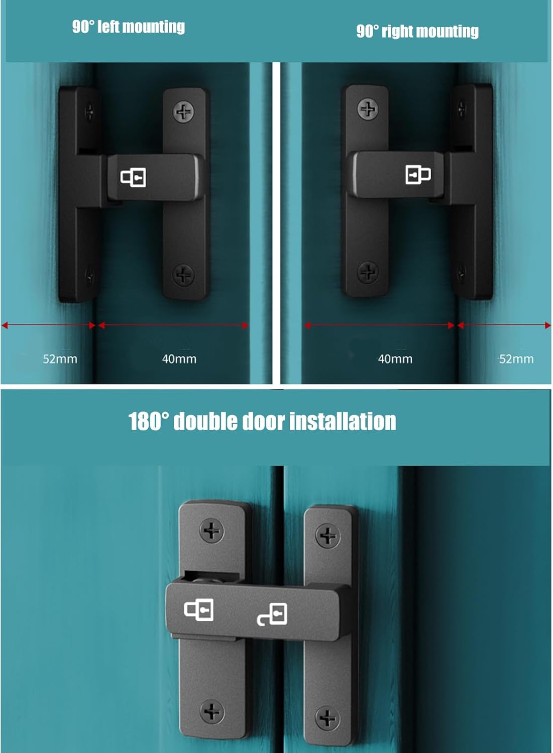 Portable Sturdy 180 Degree Door Latches Easy Installation Accessory for Hotel Bathrooms Garages and Cabinets Cabinet Door Bolts