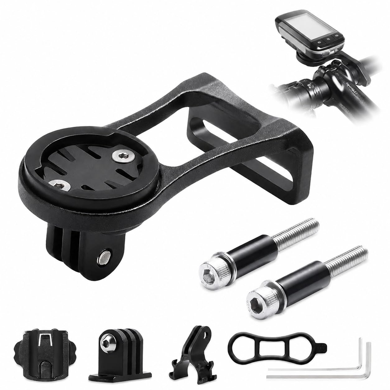 Contachilometri per Bici, Supporto Computer Bici, Lega di Alluminio Ciclismo Gomma a Pedale Supporto per Bici Regolabile Supporto per Bicicletta Regolabile per Garmin, IGPS