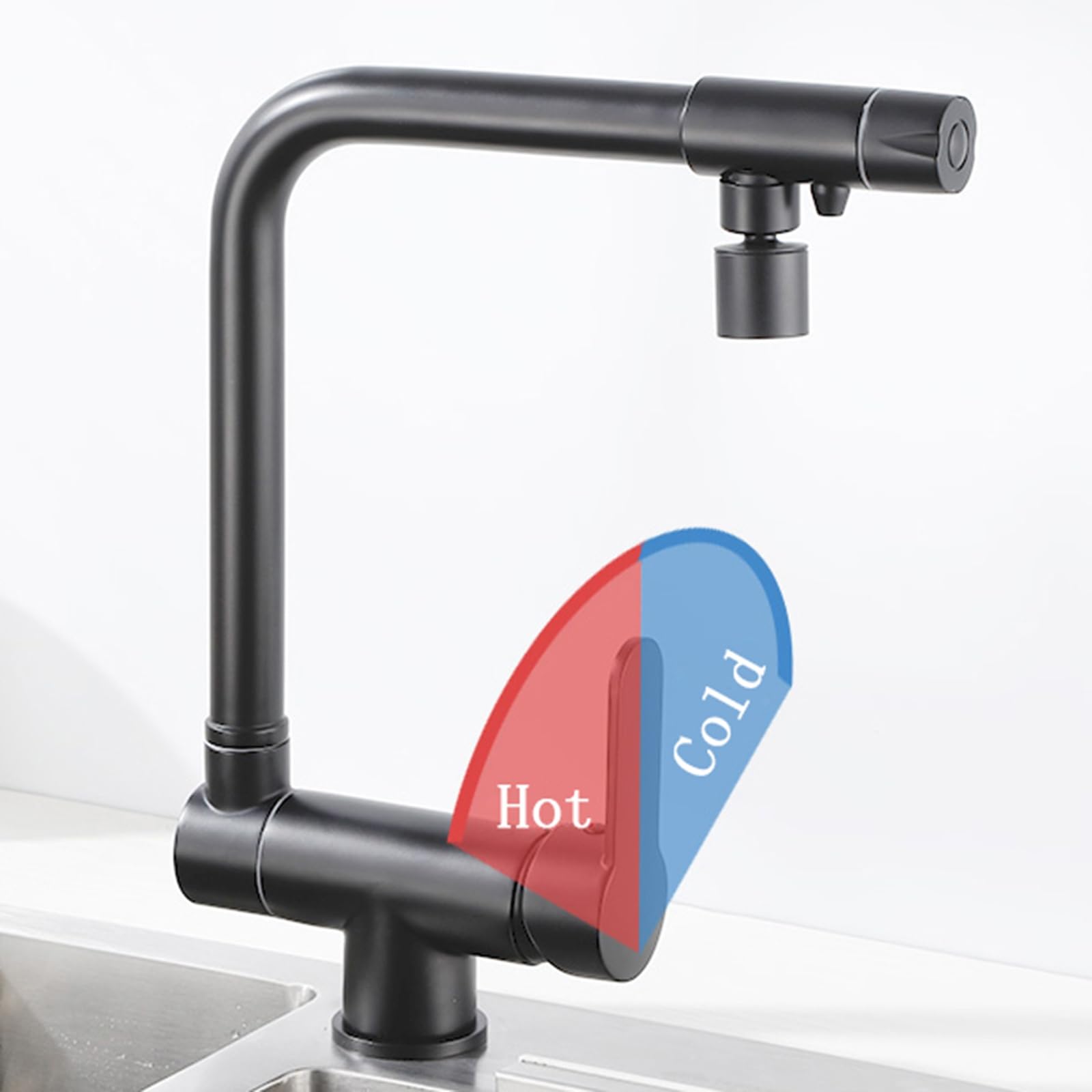 XJTNLB Grifo Cocina 3 Vias Osmosis Abatible Negro Grifo de Cocina Fregadero con Osmosis con 2 Salidas Grifo Cocina Plegable Bajo Ventana Osmosis-B