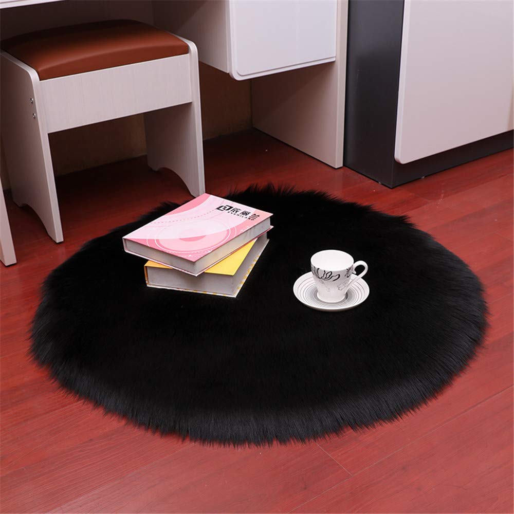 Nicole Knupfer Teppich Runden Faux Lammfell Schaffell,Lammfellimitat Teppich Kunstfell Dekofell Longhair Fell Nachahmung Wolle Bettvorleger Sofa Matte (Hellgrau,100 x 100cm)