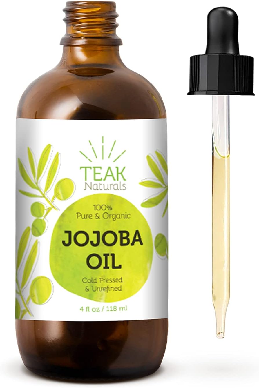 Cold Pressed Organic Jojoba Oil - Natural Unrefined Pure Moisturizer for Skin, Hair and Nails - 4 Ounces