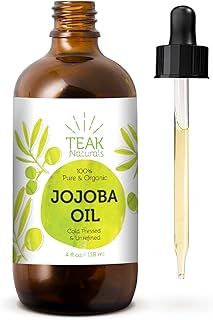 Cold Pressed Organic Jojoba Oil by Teak Naturals - Natural Unrefined Pure Jojoba Oil Moisturizer for Skin Hair and Nails -...