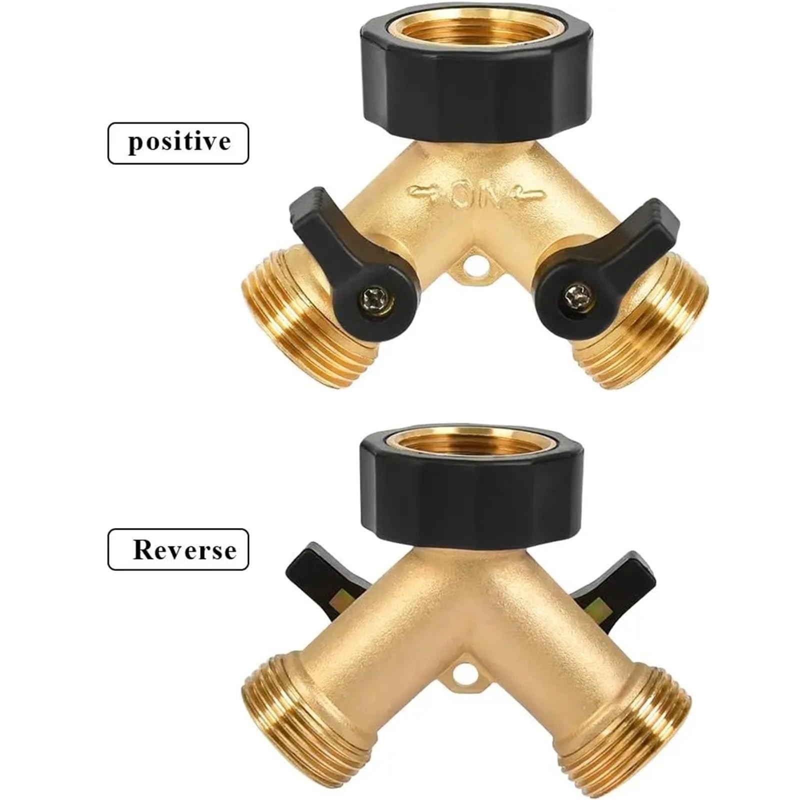 Connettore Multi-Rubinetto sdoppiatore for Tubo Adattatore for Acqua da Giardino a 2 Vie Rubinetto distributore a Y Valvola di Flusso Indipendente per Irrigazione Giardino(Gold-2pcs)
