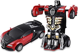 Transformation Robot car Transformer car Deformation Small Robot car Children Vehicle Toy Inertial Mini Collision Deformation Bugatti Action Toddler Car Toy, Red 1Pc