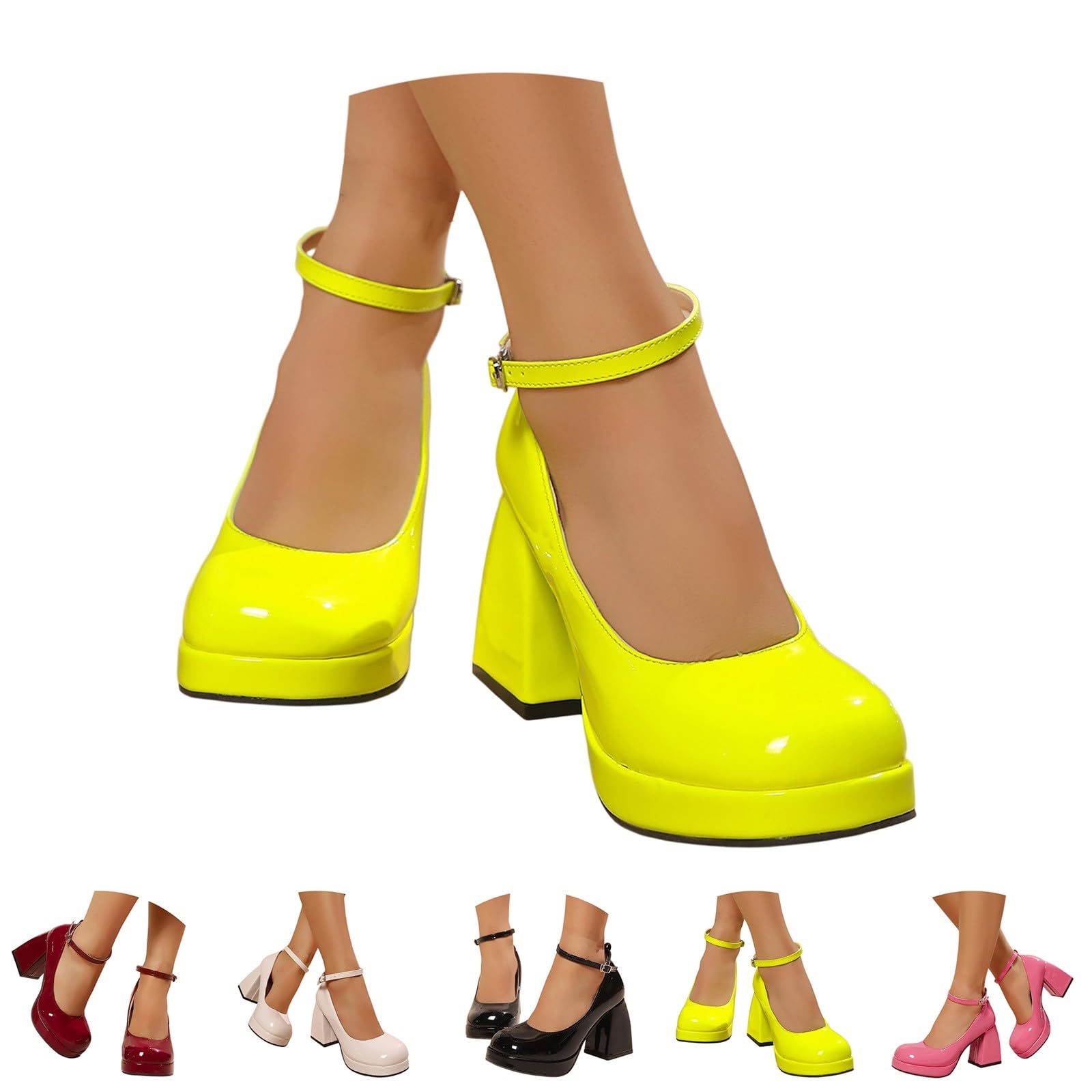 Mary Jane - Zapatos de tacón alto para mujer, con plataforma