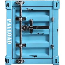 Side Tables Container Side Table, Industrial Wind Storage Cabinet Wrought Iron Square Table, Creative Bedside Small Cabinet, Small Storage Cabinet With Lock  Color Light Blue , Size 40*38*48cm
