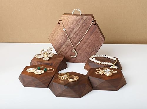 Miniatura 5 de GemeShou Wood necklace holder stand, Retail hanging necklace organizer, Walnut necklace display stands for selling, jewelry stand necklace