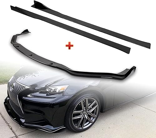 Miniatura 1 de Q1-TECH, Kit de 9 piezas de parachoques delantero y difusor de extensiones de falda lateral compatible con Lexus IS-Series F-Sport 2014  2016