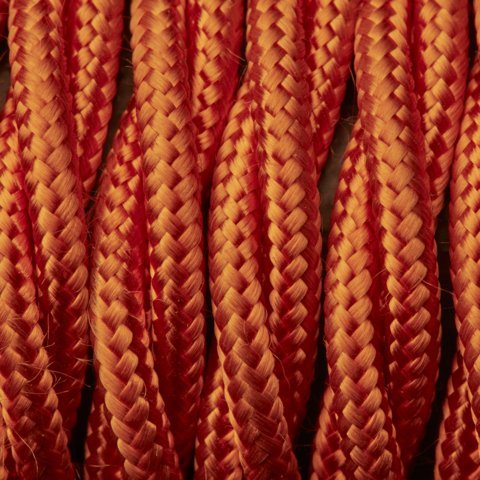 Industville - Twisted Fabric Flex - 3 Core Braided Cloth Cable Lighting Wire - Fabric Flex Cable - Orange Colour - Braided Woven Cloth Material - 100 CM