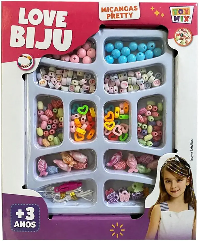 Kit Bijuteria, Love Biju, Toy Mix, Pretty, 190 peças com Fio