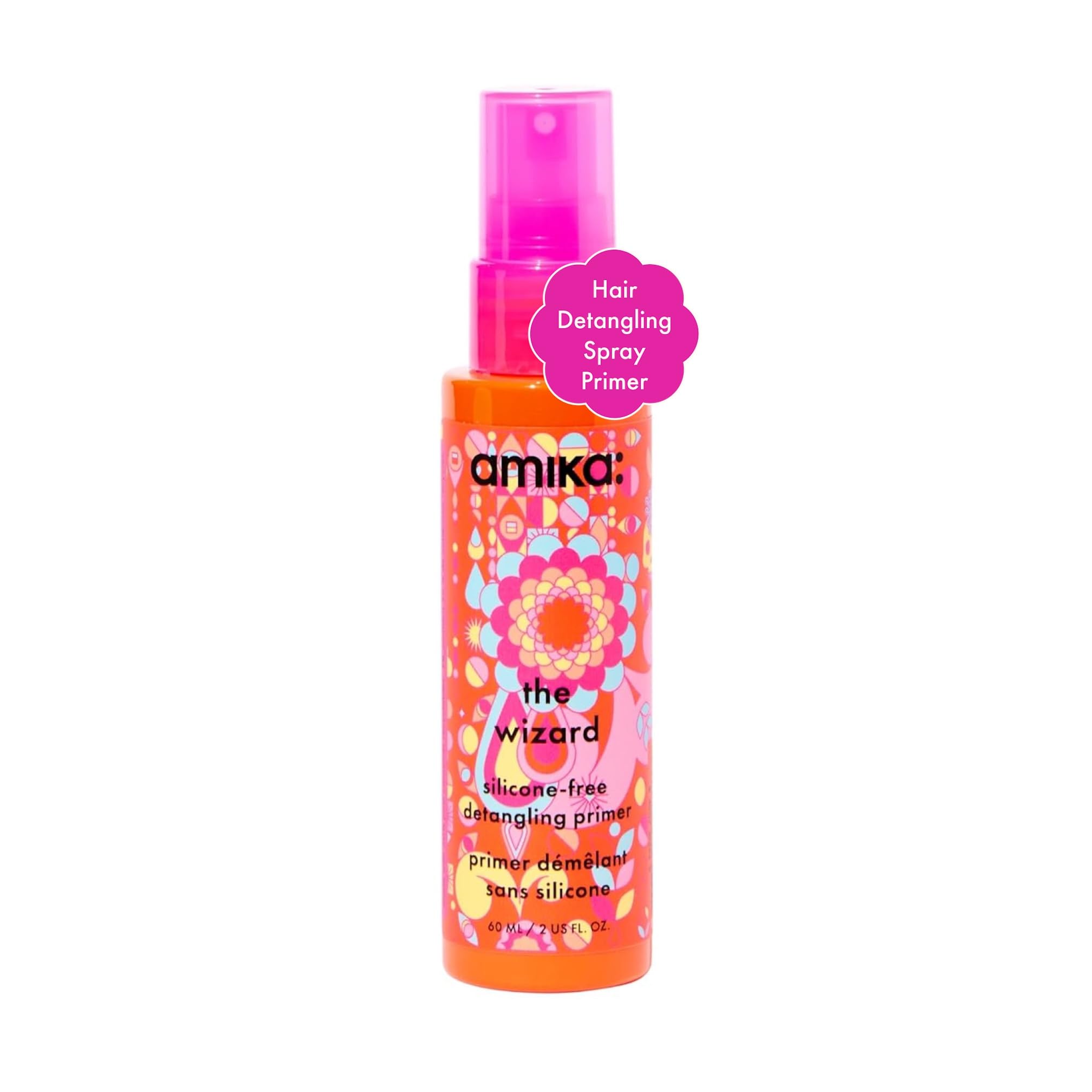 amika the wizard silicone-free detangling primer - all-in-one hair detangling spray + heat protection spray for hair - reduces frizz, hydrates + cuts blow dry time (60 ml)