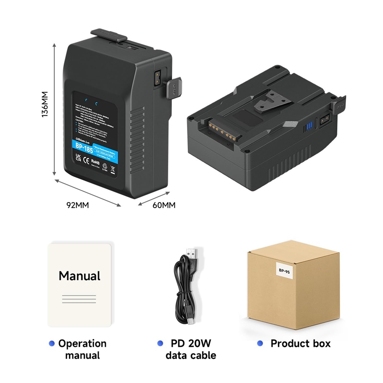 Amazon | Vマウントバッテリー V-Lock BP-222 BP-185 BP-95 BP