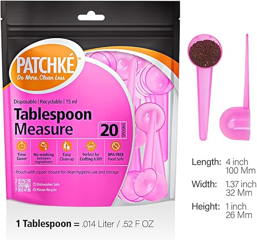 Miniatura 3 de Juego de 40 cucharas medidoras de plástico: 20 cucharaditas y 20 cucharadas. Perfecto para colocar en frascos, fórmula de medición, café y comida