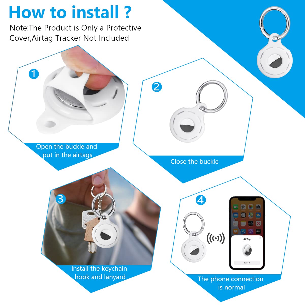 Ainiv Llavero para AirTag, 1 Pieza Llaveros para AirTag Funda Protectora de Silicona, Localizador Keychain Portátil Antipérdida, Protectora Funda Mascotas y Mochilas — view 35