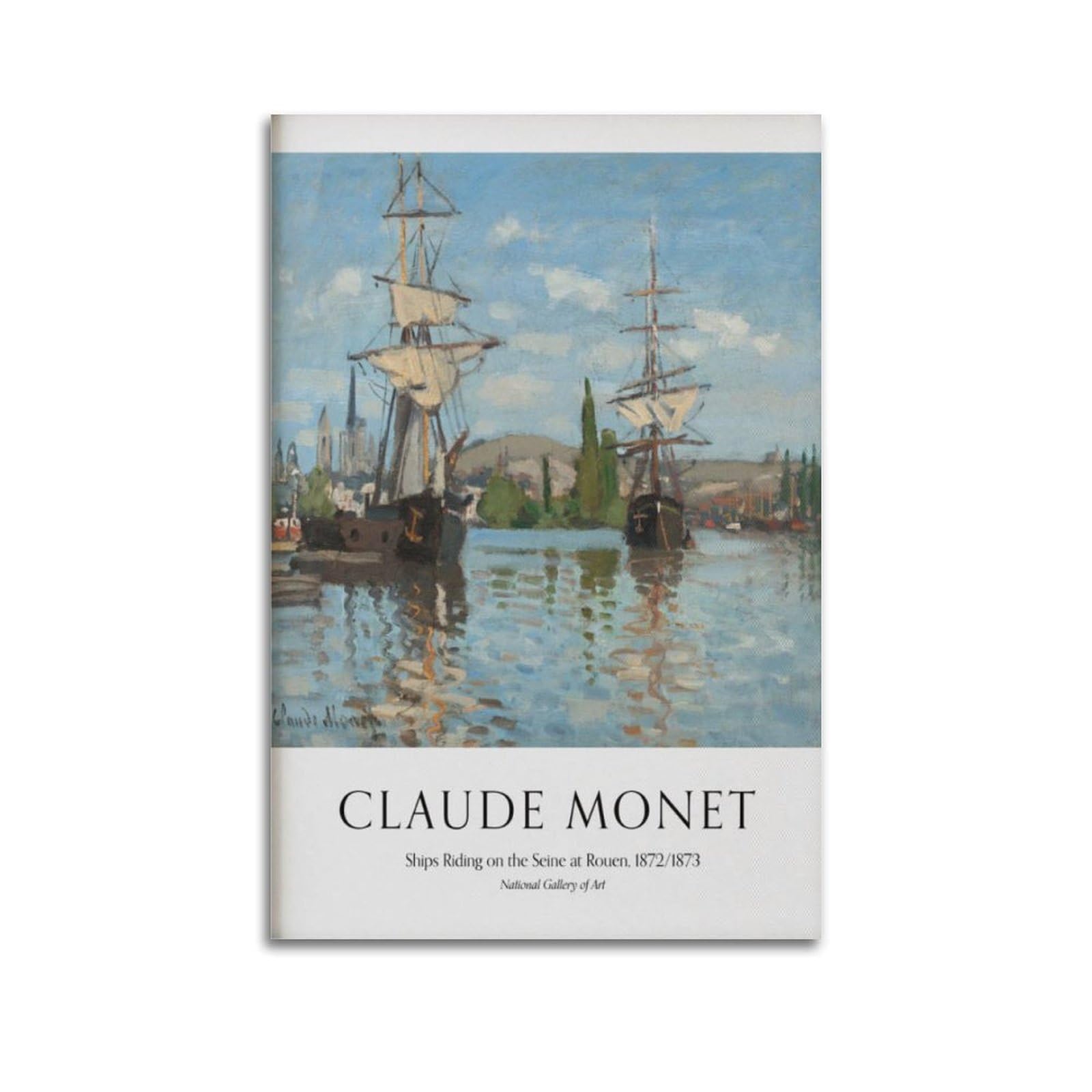 xiaoxiaoshen Claude Monet 'ships Riding on The Seine' Exhibition Canvas Poster Wall Art Prints Room Aesthetic Murals Bedroom And Living Decorations 20x30inch(50x75cm)