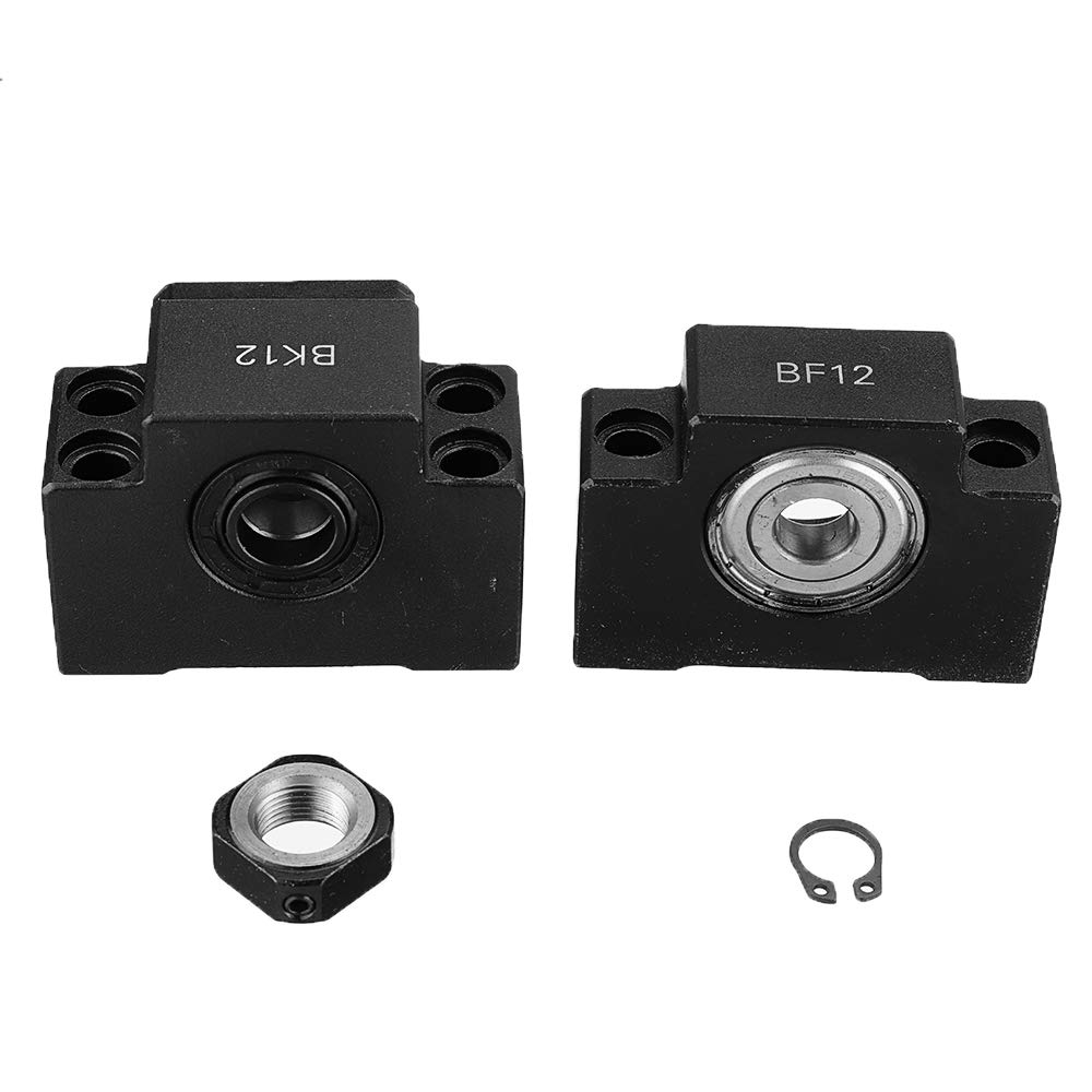 RanDal 2pcs BK12 BF12 Supports d'extrémité de vis à billes pour vis à billes SFU1605 SFU1610 CNC XYZ Pièces en Acier au Carbone Noir