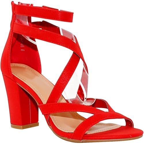TRENDSup Collection Women's Chunky Heel Ankle Strap Sandals