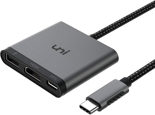 uni USB C to HDMI Adapter 4K 60HZ with 100W PD Power Delivery, [Aluminum, Nylon] USB Type c with High-Speed USB 3.0, Compatible with MacBook Pro, iPad Pro, iMac Pro, Galaxy, Surface etc.