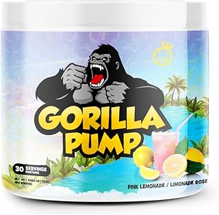 Yummy Sports Gorilla Pump Pre Workout Powder - Non Stim Pre Workout Supplement for Energy Boost for Energy, Boost, Focus, and Pump - Sports Nutrition Pre-Workout Powder for Men & Woman - 255g, 30 Servings - Pink Limonade