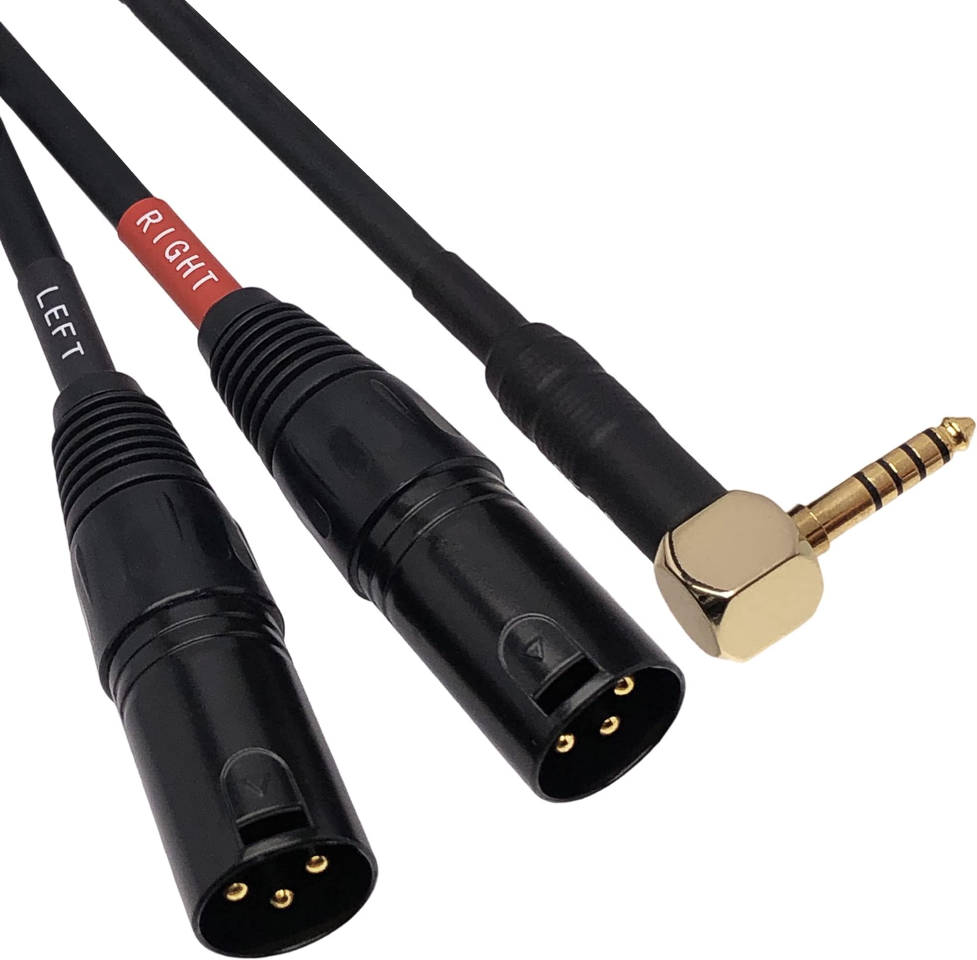 CNCESS CESS-258 Right Angle 4.4mm Balanced Male to Dual XLR Male Plugs Adapter Cable - Shielded with Metal Housings & Heat Shrink Protection, High-Fidelity Audio, Durable Design