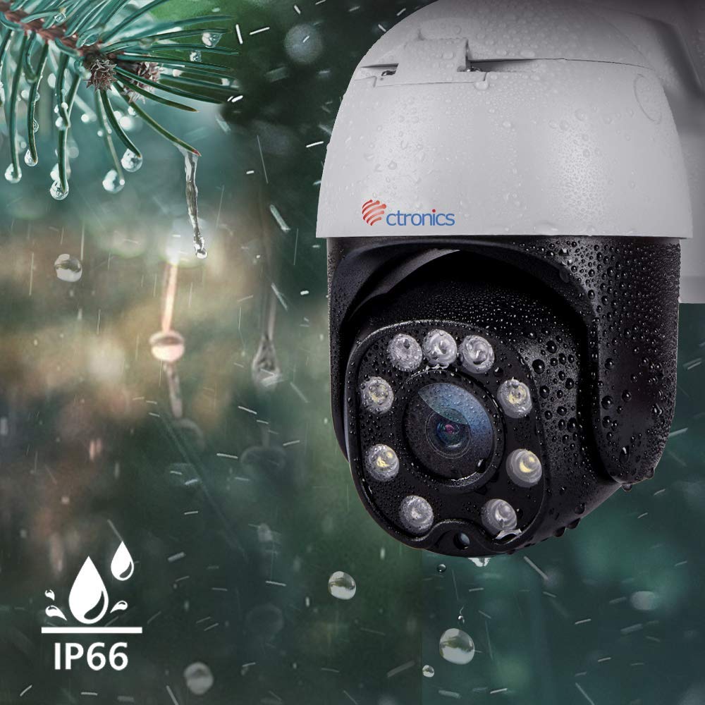 ctronics Telecamera outdoor wifi esterno con Visione Notturna a Colori, 1080p PTZ Zoom Digitale IP Videocamera di Sorveglianza con Pan 355° e Tilt 90°, Auto Tracking, Rilevazione Umana | Zoom Digitale IP Videocamera di Sorveglianza con Pan 355° Tilt 90°Au