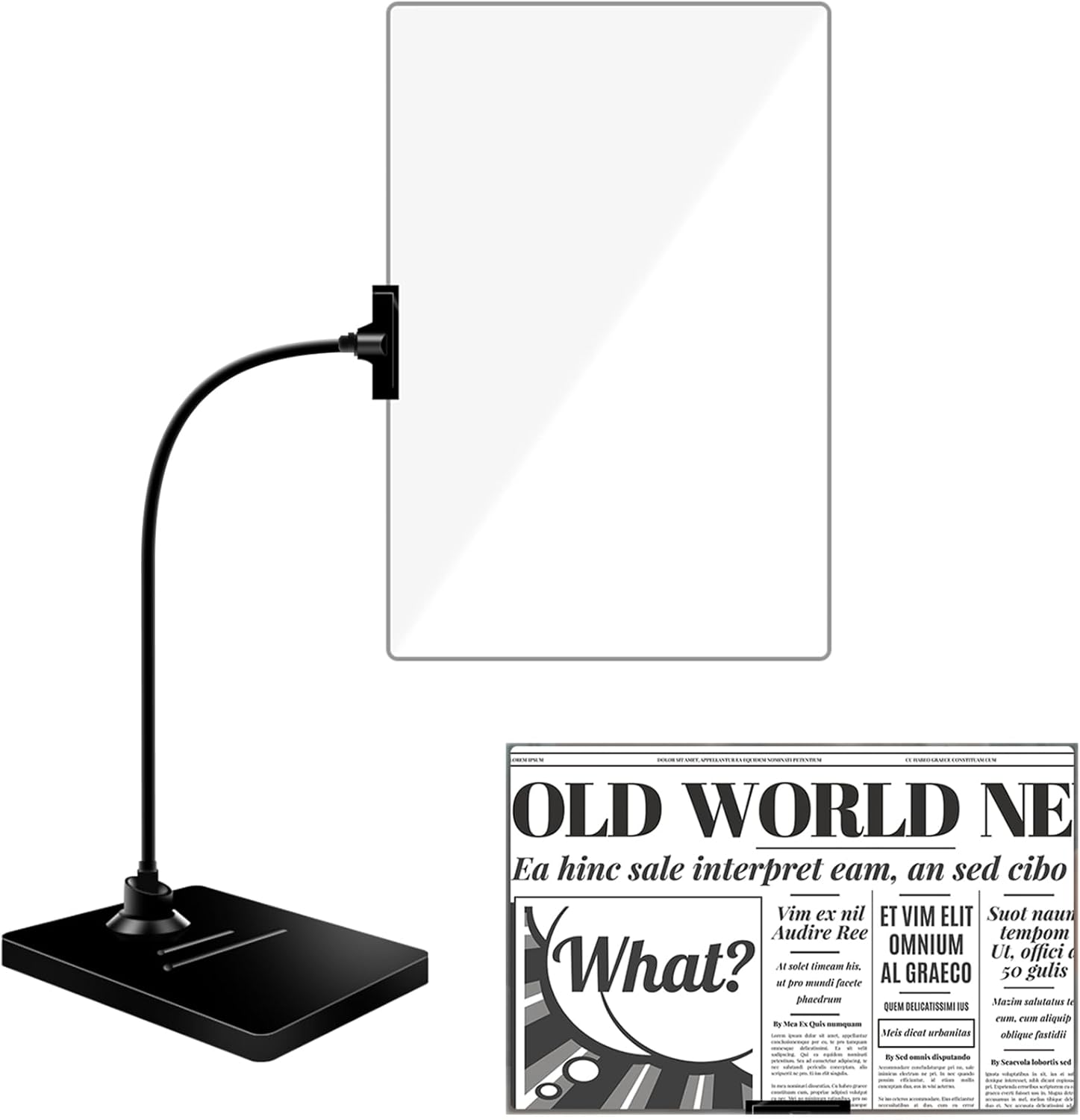 NZQXJXZ 5X Magnifying Glass with Stand, 10"x6" Flexible