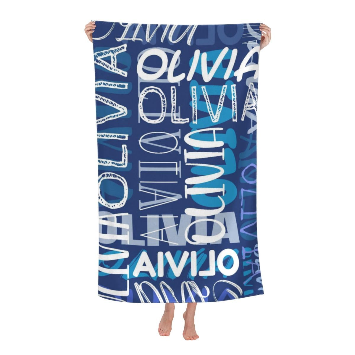 NGGBBDYGB Oversized Cotton Beach Towels Custom Name Photo For Family Use