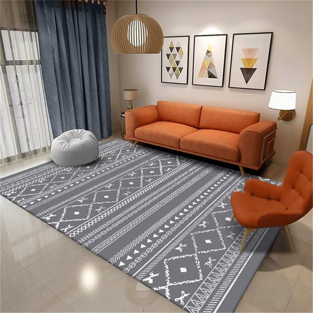 Tapis et moquettes tapis chambre fille salon 200x300 géométrique gris