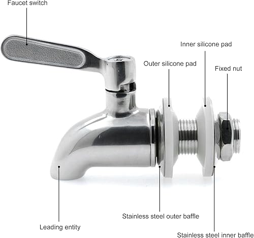 Miniatura 4 de Repuesto de acero inoxidable para dispensador de bebidas con filtro de pantalla, té helado, kombucha, limonada. También funciona con dispensador de