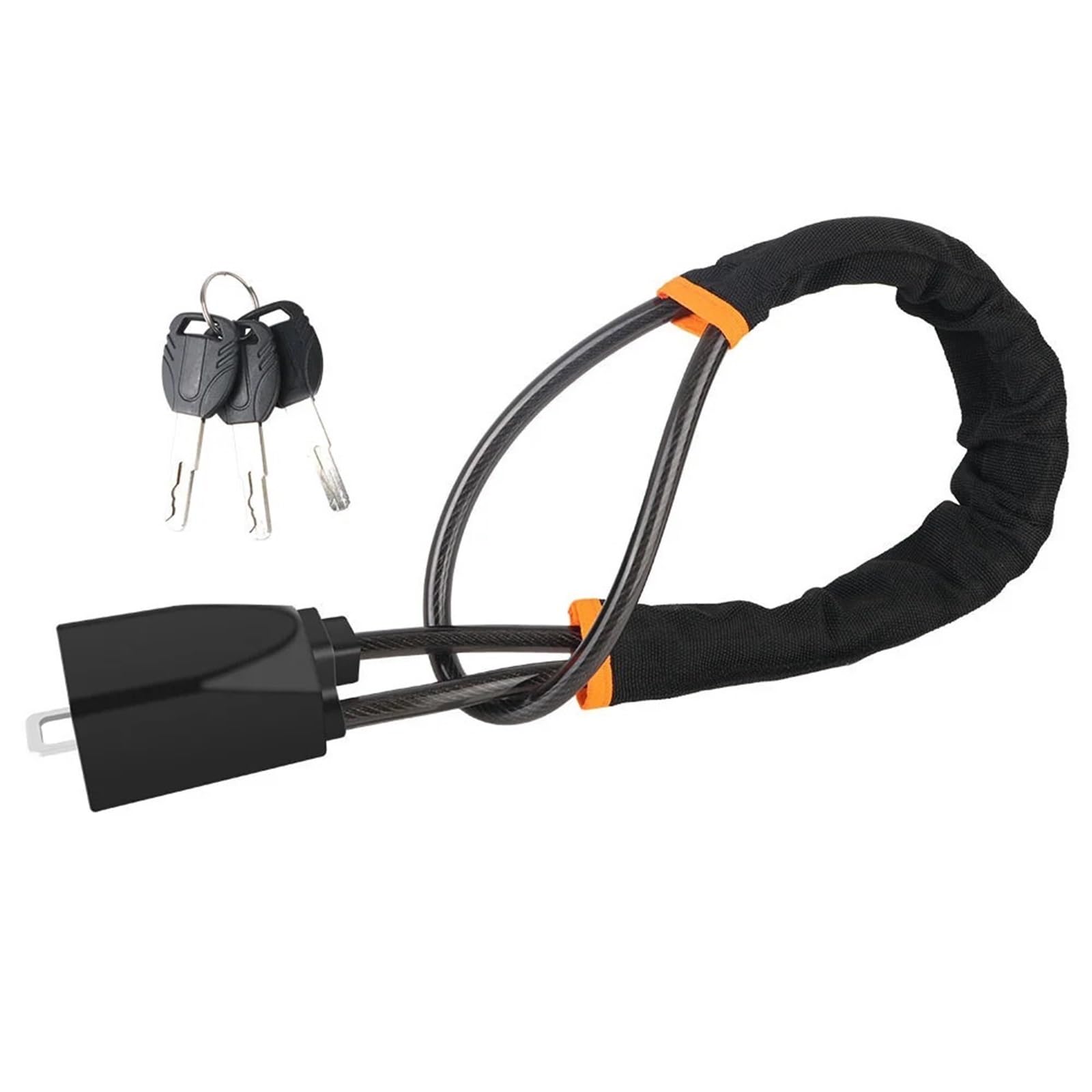 Cvndts Black Steering Wheel Lock Car Steering Wheel Lock With Seat Belt Socket Steel Rope Anti-Theft Protection Interior Locks Security Device Seat Belt Lock(Black)