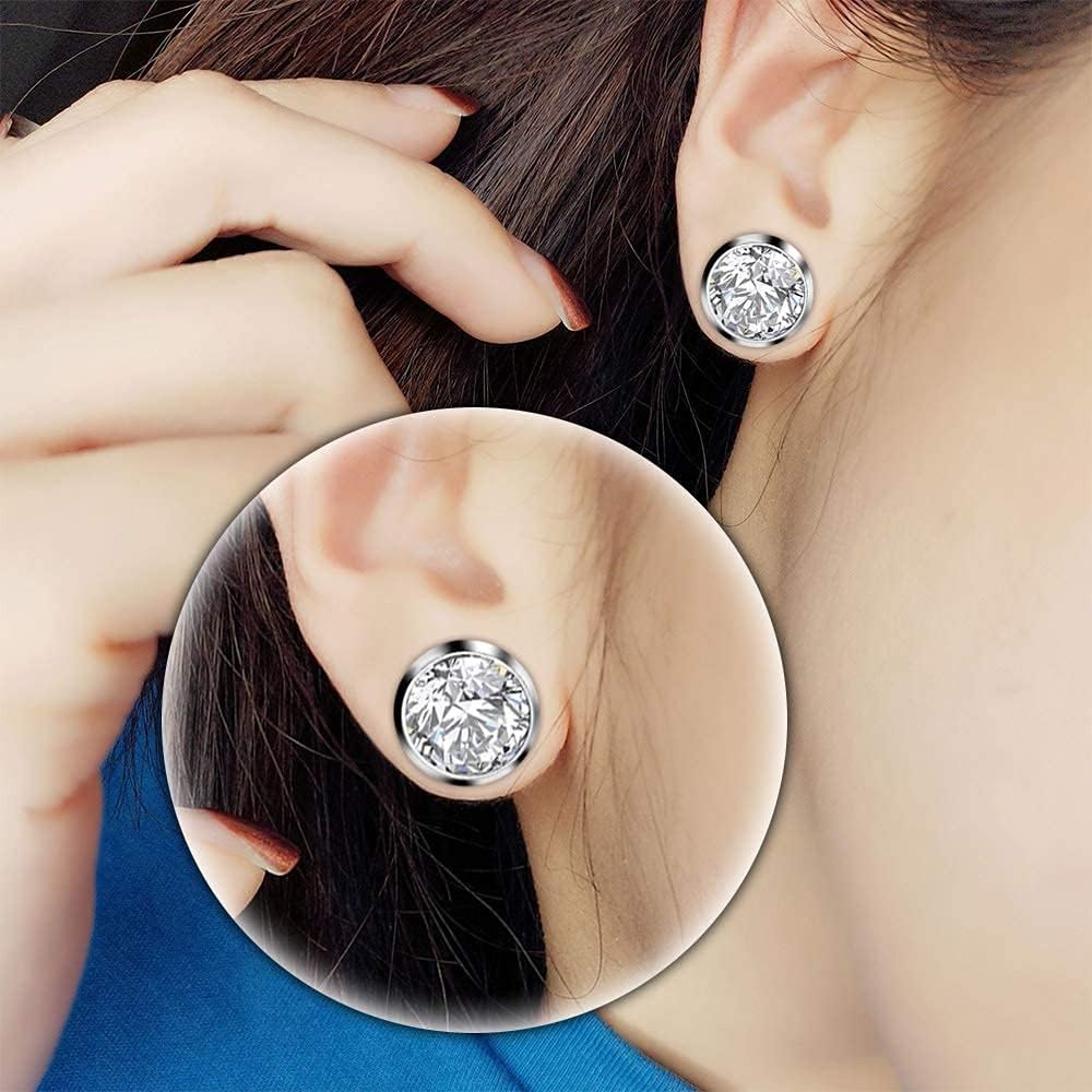 YOFANST 6pcs-12pcs Stainless Steel Clear Black Zircon Ear Tunnels Clear CZ Ear Stretcher Expander Piercing Diamond Gauge Plugs Set 8g-5/8 inch