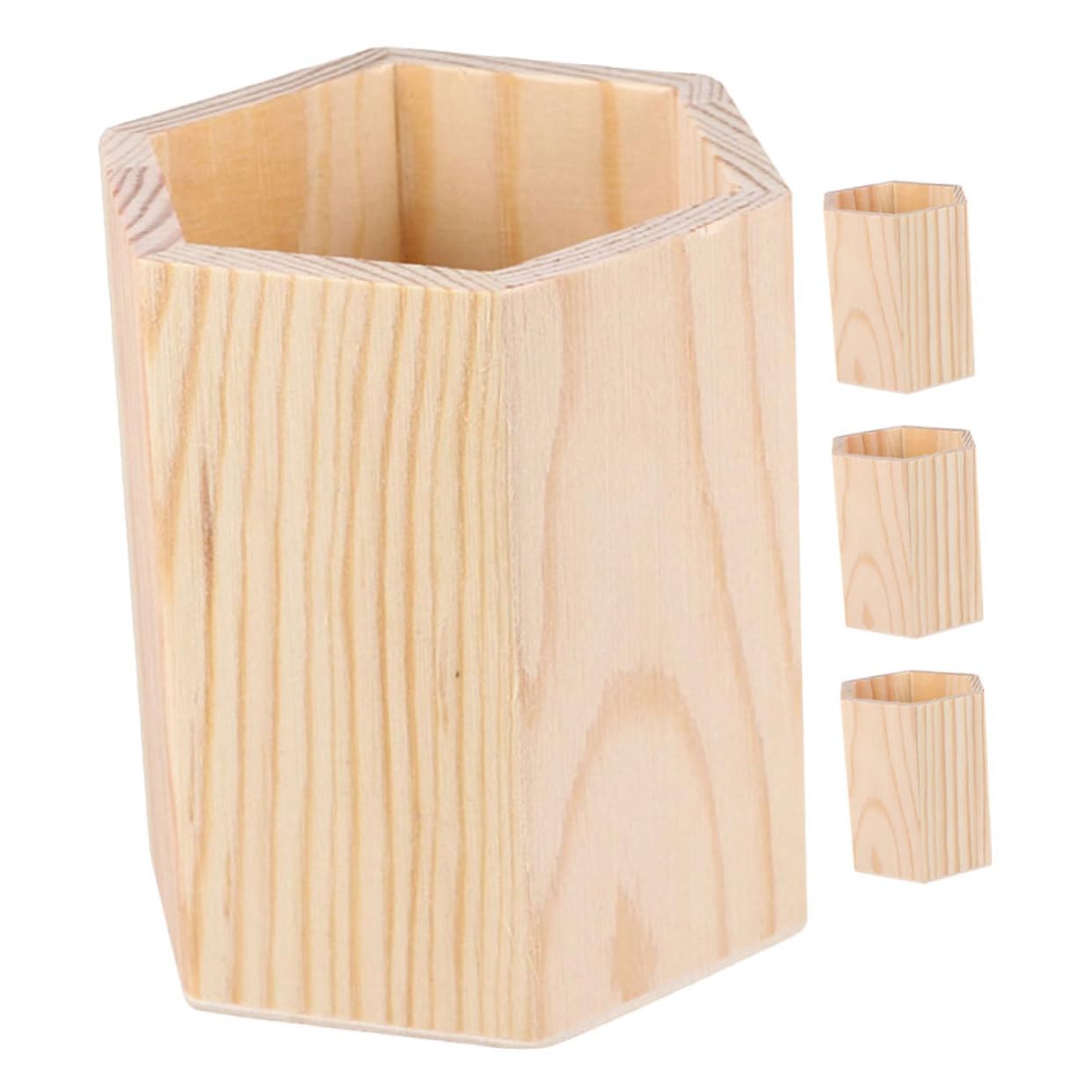Ciieeo 4 Set Barile Di Stoccaggio in Legno Tazza Portapenne Porta Penna Portapenne Vuoto Portabicchieri Per Penne Portapenne Da Ufficio Tazza Della Matita Di Legno Khaki 4 Pezzi * 4