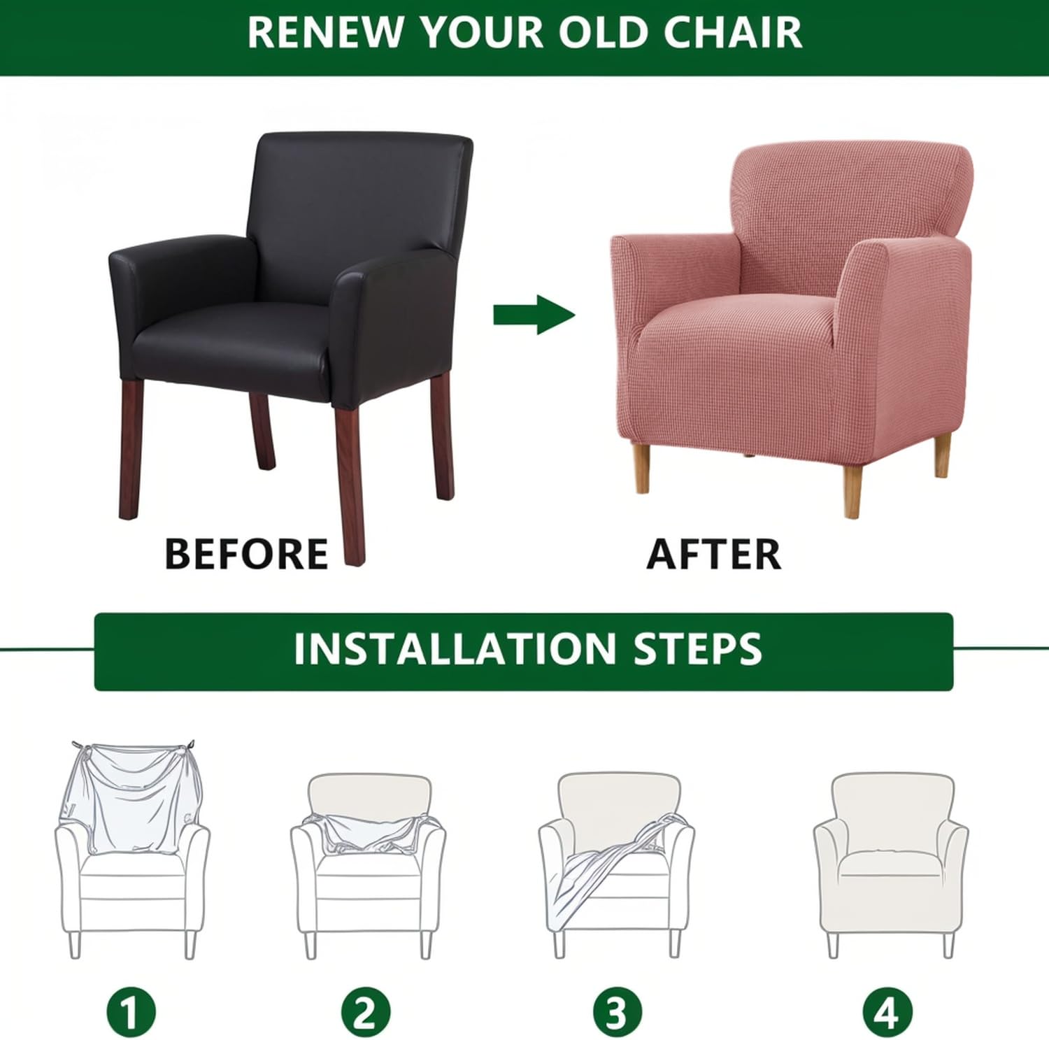 LiveGo Stretch Banquet Armchair Slipcover, Knit Chair Covers with Arms - Image 3