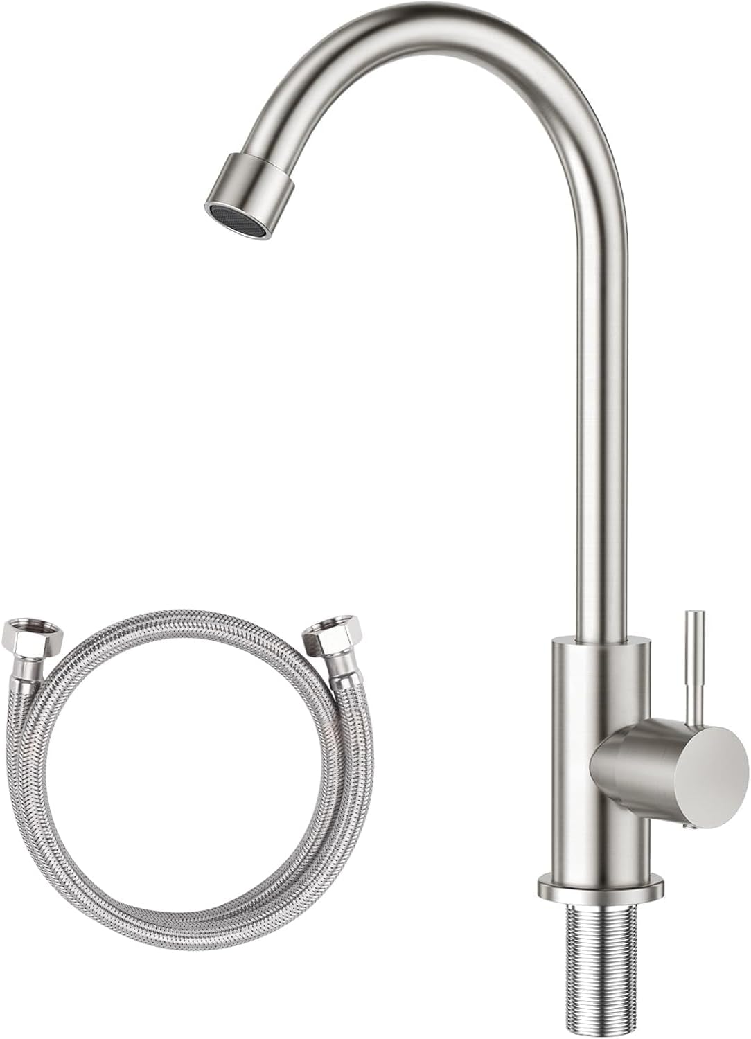 Kaihanmo Brushed Nickel Stainless Steel High Arc Single Handle Single ...