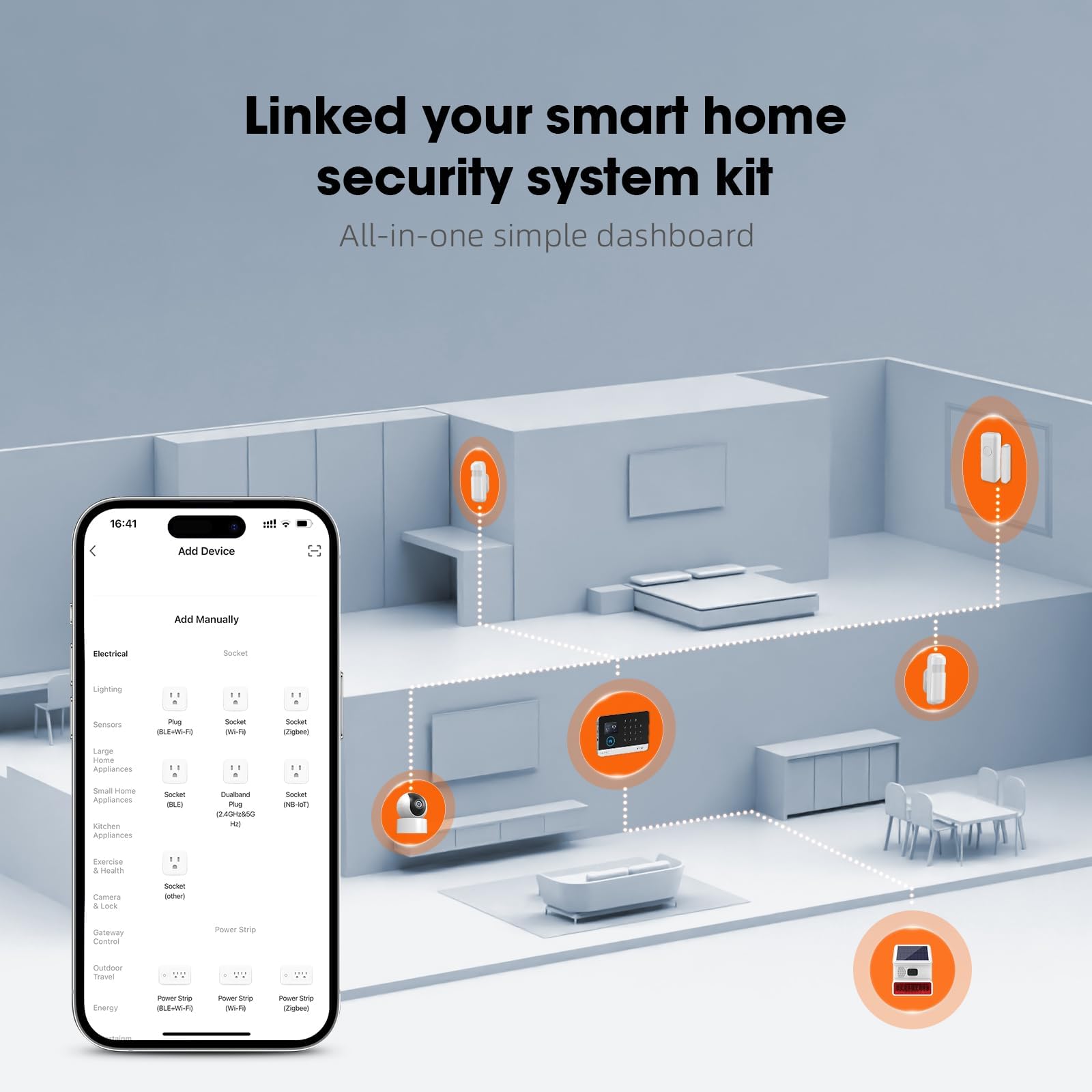 Sistema di allarme domestico wireless 4G+WIFI con telecamera esterna - Configurazione rapida e semplice, nessun canone mensile, controllo tramite app per la sicurez