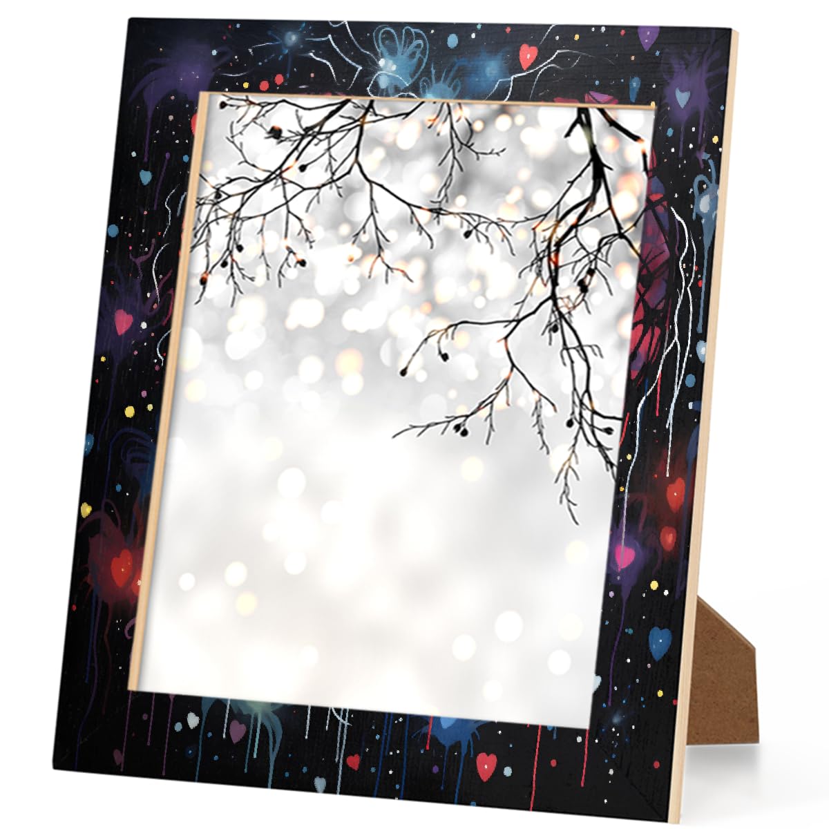 Cadre photo de 28 x 35,6 cm pour table, cadre photo en bois noir en forme de cœur pour suspension murale, famille, amis, cadeau de mariage