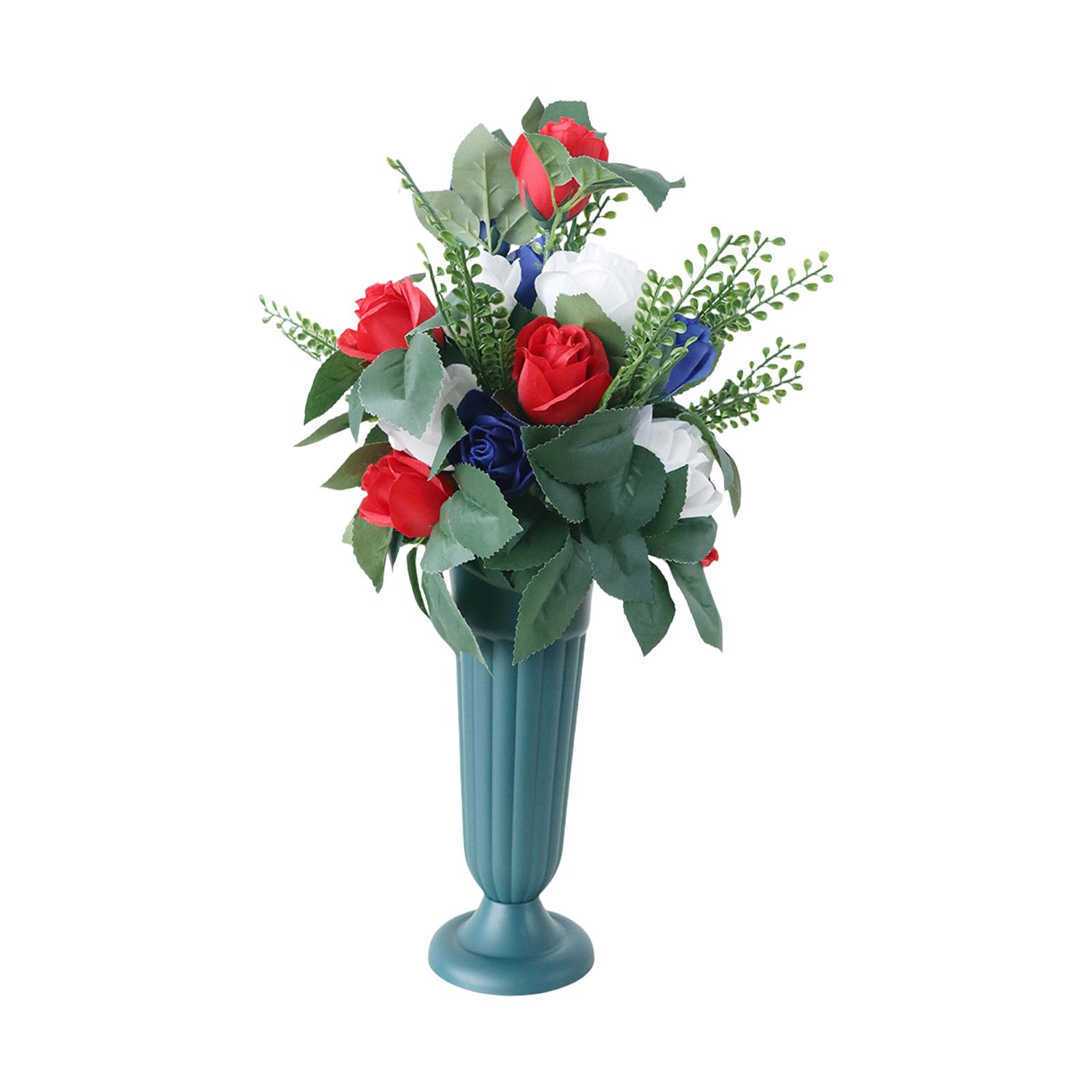 OSNIYAW Artificial Cemetery Flowers Arrangement Artificial Flower Bouquets Grave Memorial Flowers for Graveyard Tombstone Memorial Flower with Vase