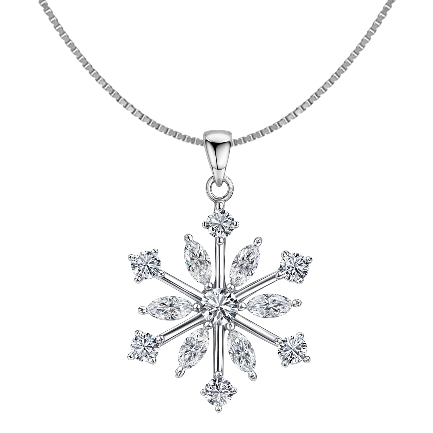 HighSpark 925 Silver Classic Snowflake Solitaire Pendant & Chain| 92.5 Sterling Silver and Diamond like Brilliance Sparkling Zirconia | Lovely Gift - Classic Snowflake (B0DFYXQNGR) Amazon Price History, Amazon Price Tracker