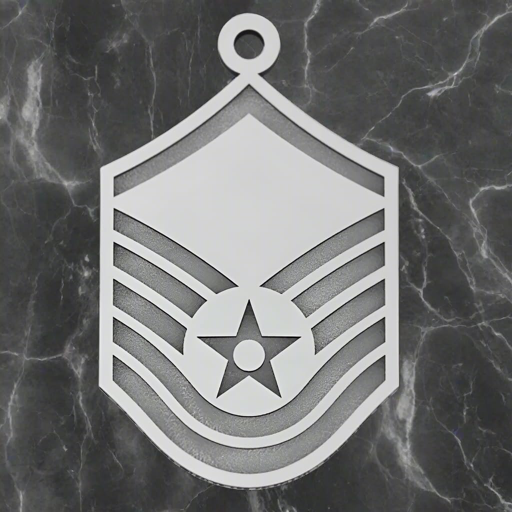 DRS Sterling Silver US Air Force Master Sergeant Enlisted Rank USAF Pendant