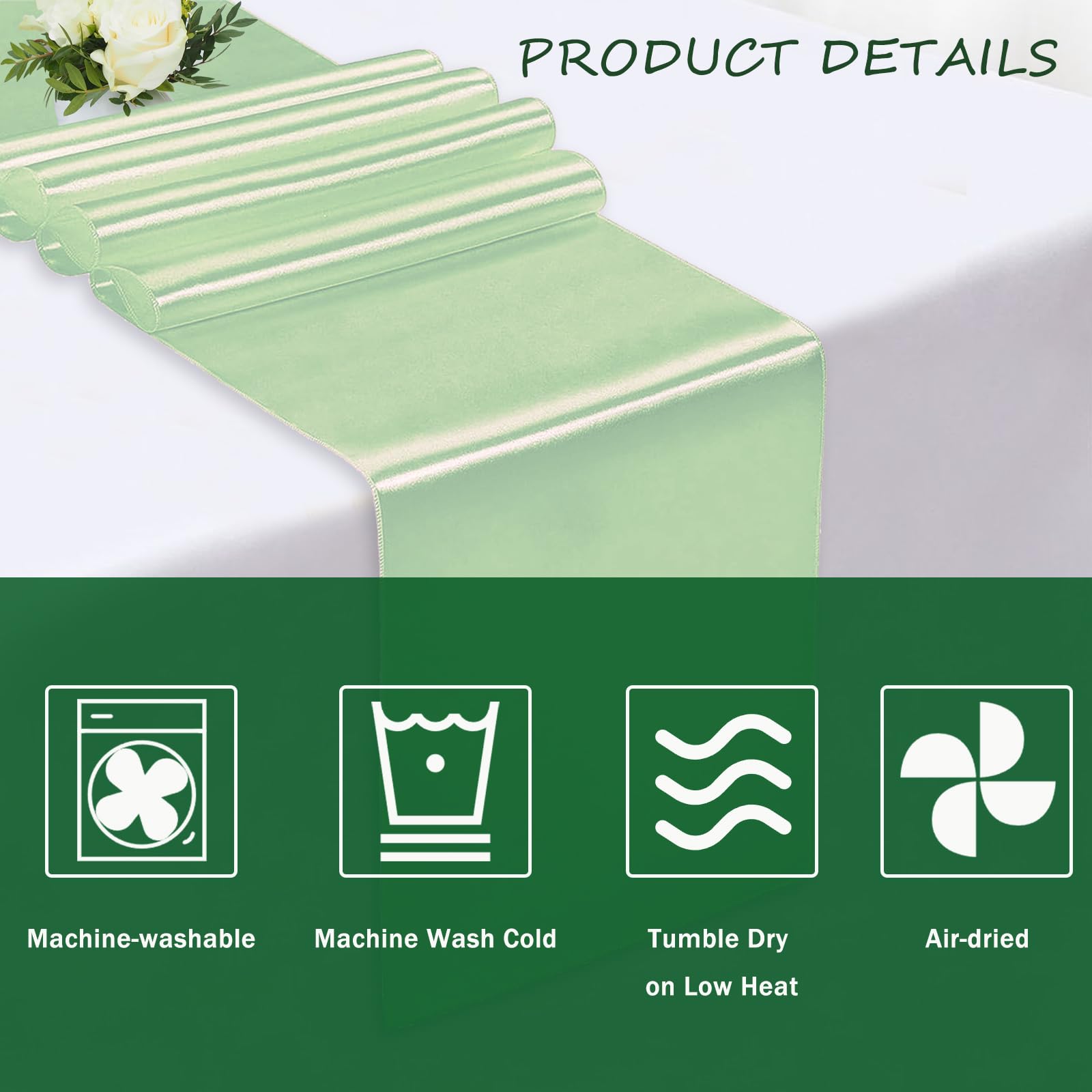 50 Pezzi Satin con Sedie Decorate con Fiocco Design, Decorazione per Sedia in Raso, Fasce in Raso per Sedie, Decorazione per Sedia per Matrimoni, Banchetti, Ricevimenti (Verde Salvia)