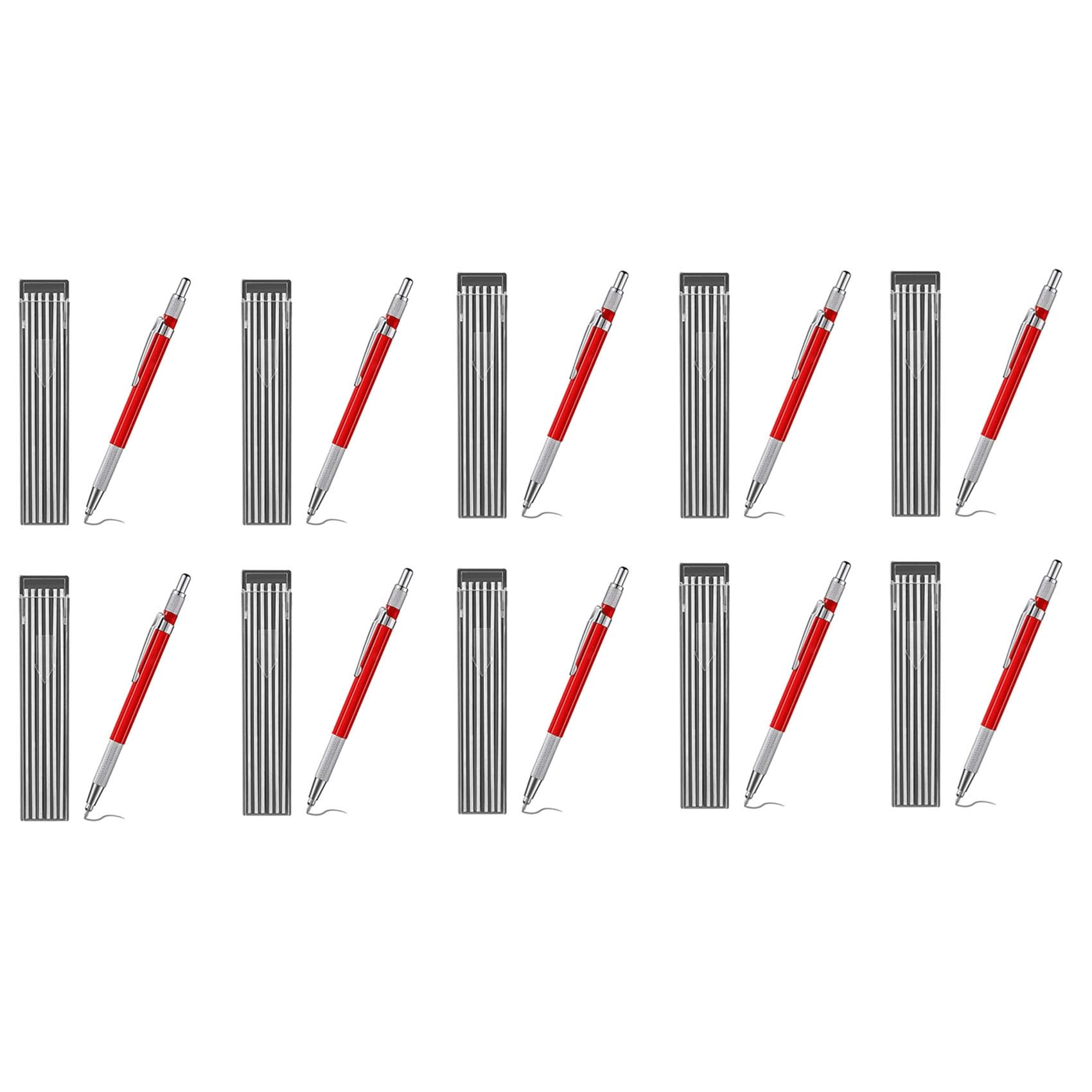 Jnchdghwa Red 10X Welders Pencil With 120Pcs Refills, Metal Marker Mechanical Welding Pencil Pipefitters,