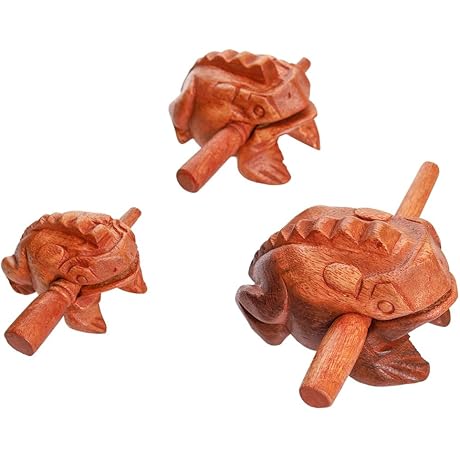 Percussion Instruments Wooden Frog, 3 Pcs Frog Ensemble